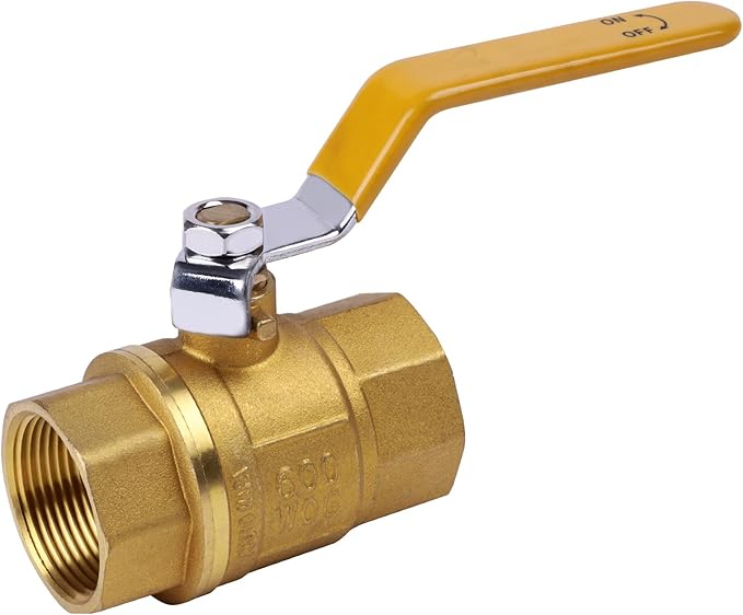 1-1/4 Inch NPT Heavy Duty Full Port Ball Valve, Brass Plumbing Fitting, Water Shut Off Valve 1-1/4'', NPT Female x Female Thread, 150 PSI WSP / 600 PSI WOG (1-1/4 Inch NPT, Pack of 1)
