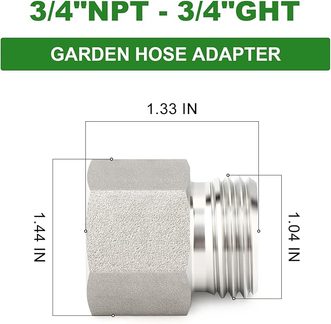 TAISHER 5PCS 304 Stainless Steel Garden Hose Adapter, 3/4" GHT Male x 3/4" NPT Female Garden Hose Connector