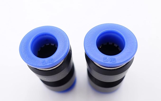 Push to Connect Fitting 5/16" Tube OD, Pneumatic Air Water Straight Union Two Way Connector/Coupler (Pack of 5)