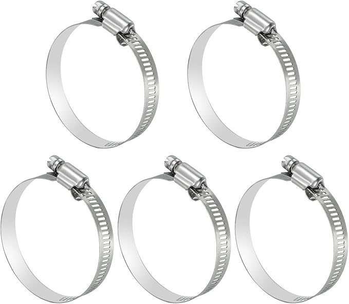 MECCANIXITY 2 Inch Stainless Steel Hose Clamp, Worm Gear Clamp Adjustable 1 4/5"-2 3/4"(46-70mm) Fuel Line Hose Clamps Duct Clamp for Pipe Plumbing Automotive Mechanical (Pack of 5)