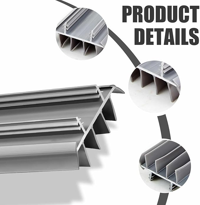 Replacement Door Bottom with Vinyl Fins 36" Long 1 3/4" Wide Threshold Seal Bottom of Door Weatherstrip Kerf Weather Stripping for 7/8" Between Barbs(2 Pcs,Grey)