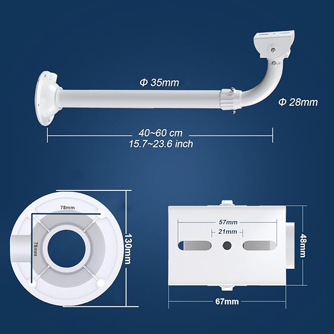 WiTi Solid J-Pole Bracket Extendable Mounting Holder for Security Surveillance Cameras,40CM-60CM Adjustable Wall and Ceiling Mount Bracket for CCTV IP Camera,Metal Pole Mount with Powder Spray Coating