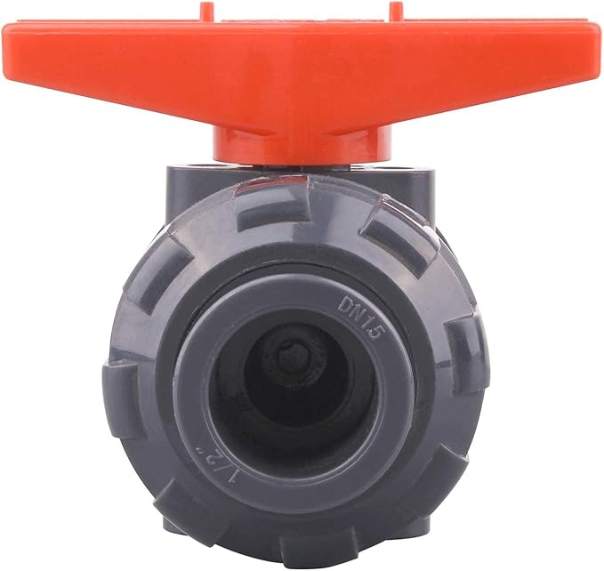 DERNORD PVC True Union Ball Valve with Full Port, EPDM O-Rings, and Reversible PTFE Seats,Rated at 200 PSI (1/2 inch Socket)