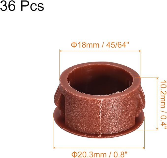 uxcell 18mm(45/64") Plastic Hole Plugs, 36Pcs Flush Type Panel Round Snap in Fastener Knockout Locking Plugs for Furniture Insert End Caps Panels, Red
