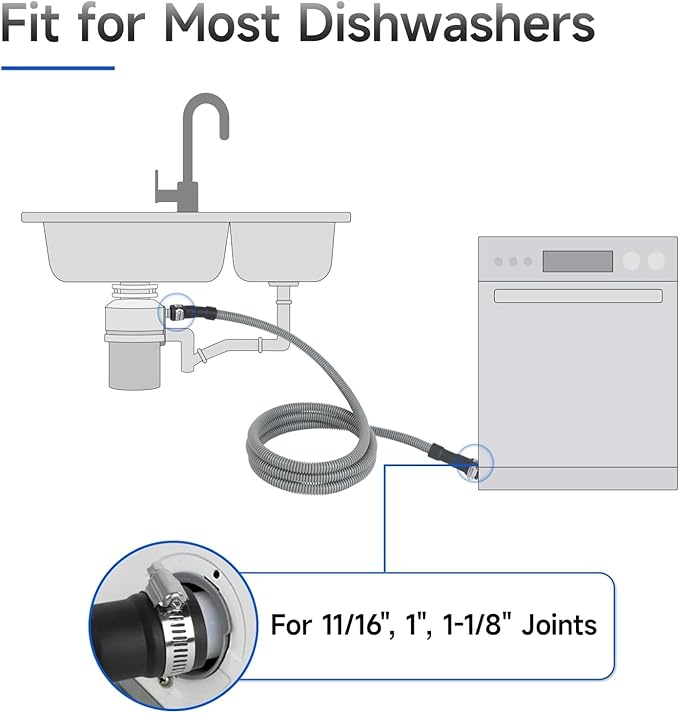 Kink Dishwasher Drain Extension Hose 10 Feet Easy Installation Leak Design for 5/8inch Professional Drain Hose
