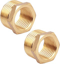 2 Pack 3/4" NPT Male x 1/2" NPT Female Pipe Fitting Adapter, Brass Reducer Hex Bushing, Heavy Duty Threaded Reducer for Plumbing, Air, Gas, Oil, and Hydraulic Systems
