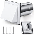 Gisafai 4" Outside Dryer Vent Cover for Exterior Walls Exhaust Vent Cap with Removable Extension Pipe Stainless Steel Hood Cushioned Non Return Flap with Sealing Gasket Grille Screen