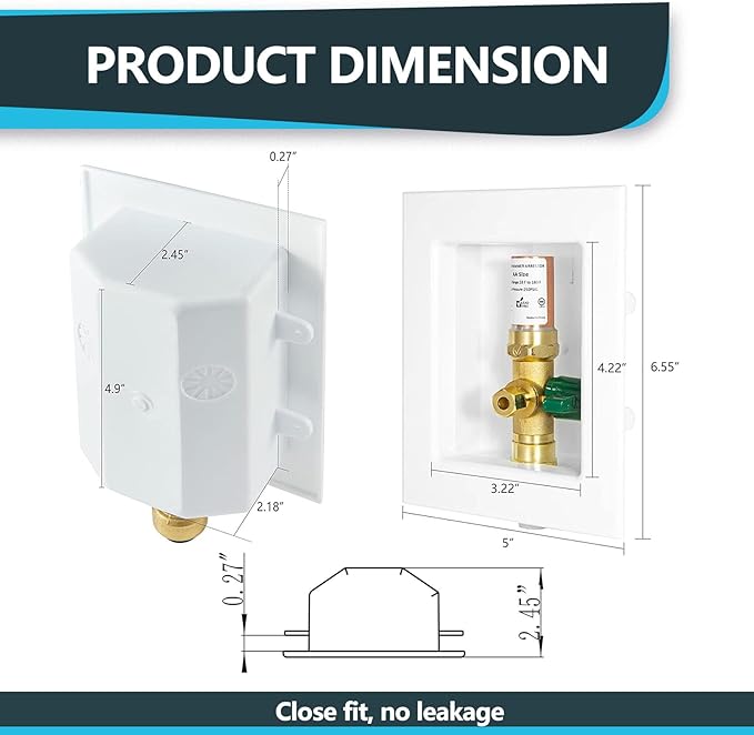 2-Pack Seelink Pre-Assembled Ice Maker Outlet Box, 1/2" PEX Crimp Inlet x 1/4" OD Compression Outlet, with Installed 1/4-Turn Ball Valve and Copper Hammer Arrestor