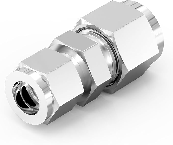 TAISHER 5PCS 304 Stainless Steel Compression Tube Pipe Fitting Connector, 3/8" Tube OD x 1/4" Tube OD Straight Adapter