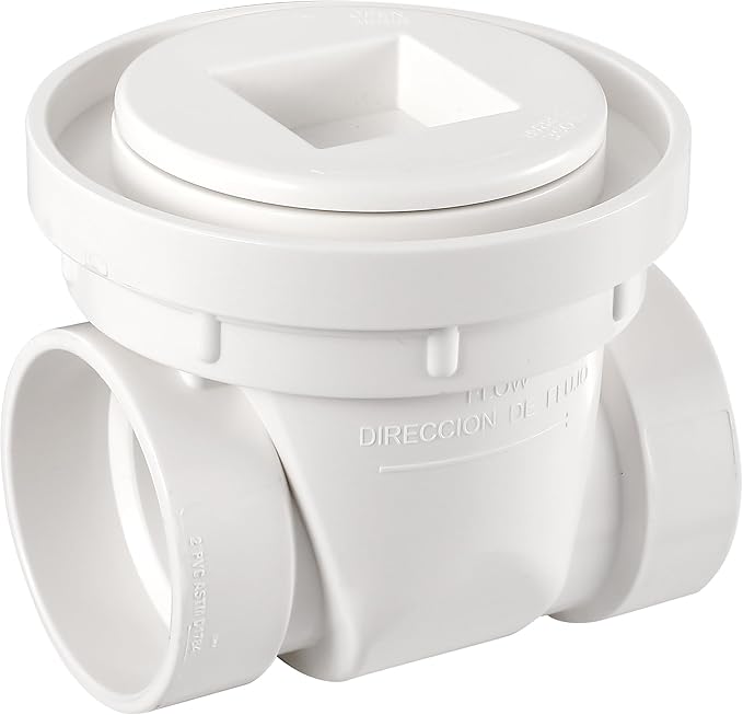 3" White PVC Backwater Valve, Sewage and Rainwater Backflow Preventer