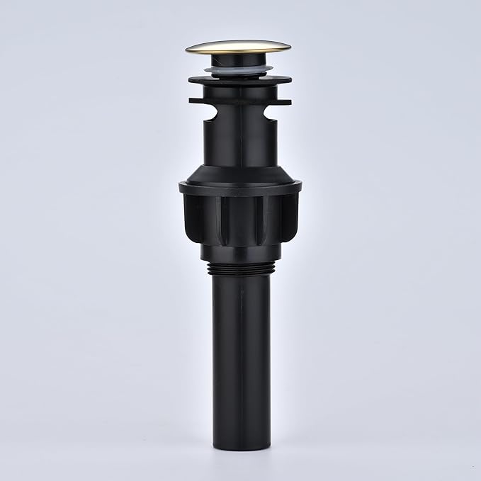 Bathroom Sink Drain with Overflow: Gold Bathroom Sink Drain Stopper for Bathroom Vanity Vessel Sink, Pop-up Sink Drain with Hair Catcher Anti-Clogging Strainer