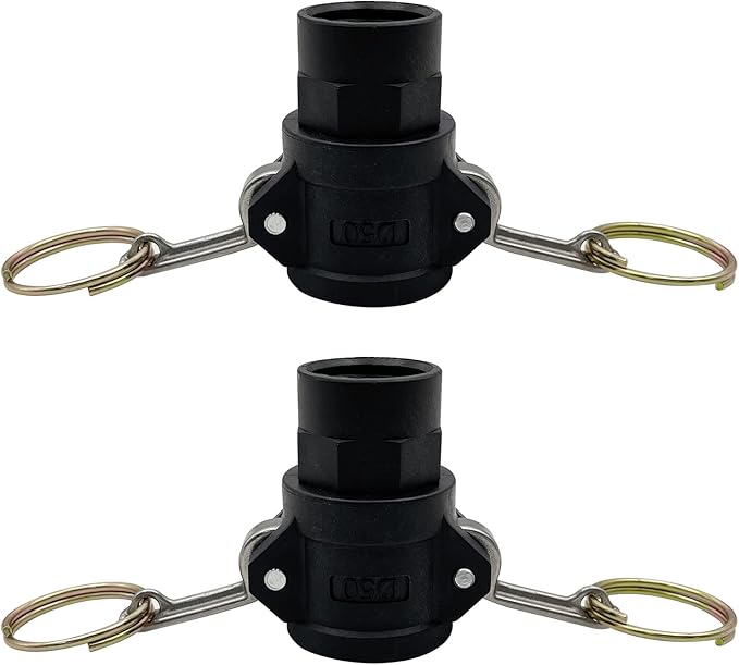 2PCS Camlock Fittings Poly NPT D-50 1/2" Type D Standard Couplings Cam lock Fittings Polypropylene Cam Groove Fitting Female Camlock with Female Threads (0.5 inch, Type D)