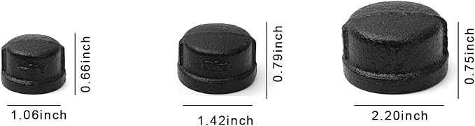 3/4" Black Pipe Cap, Home TZH 10 Pack Pipe Fitting Caps for Steam-Punk Vintage Shelf Bracket DIY Plumbing Pipe Decor Furniture (10, Black 3/4 Inch)
