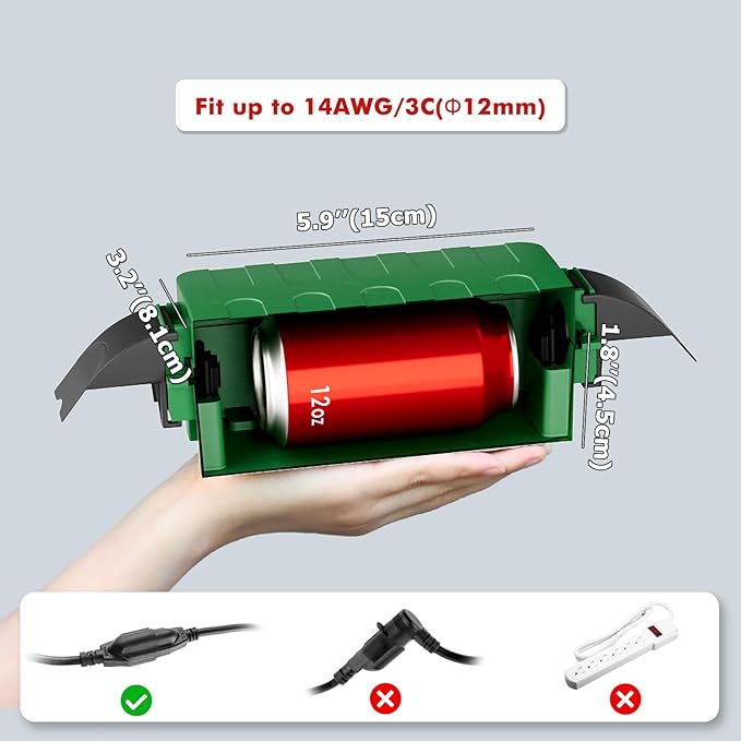 Flemoon 2-Piece Outdoor Waterproof Electrical Box Set – 12.5" x 8.5" x 5" Large & 8.1" x 4.9" x 3.1" Small Weatherproof Electrical Boxes for Power Strips, Outlets, Holiday String Lights, Green