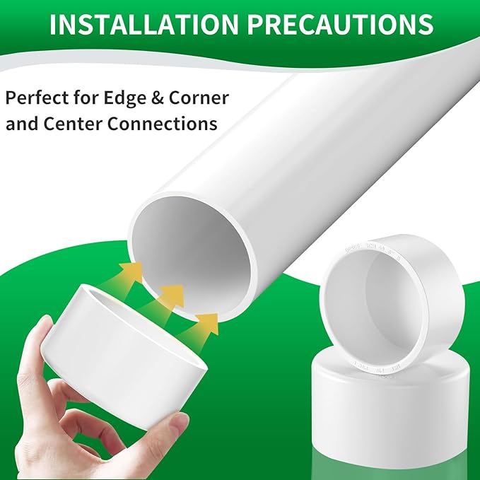 LESSO 2 inch PVC Pipe End Cap | 4 pack Schedule 40 Industrial pipe fittings 2" PVC Pipe External Plug Adapter for Build DIY Garden Shelf, White