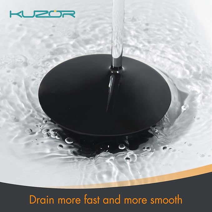 2-Pack Pop Up Bathroom Sink Drain with Overflow - Fits 1-5/8" to 2" Holes, Matte Black 304 Stainless Steel for Vanity/Vessel Sink
