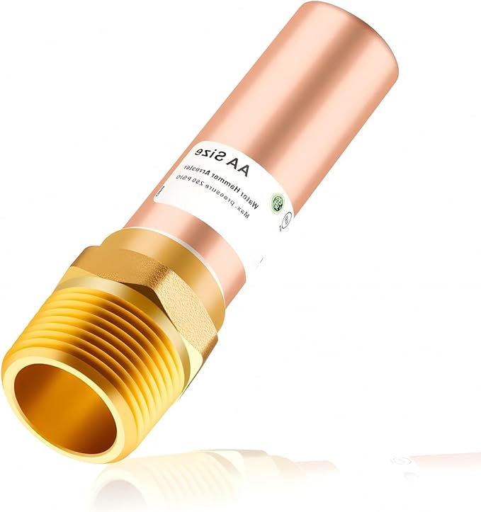 Copper Water Hammer Arrestor, 3/4 Inch MHT Straight Hammer Arrestor,Male Hose Thread Connection