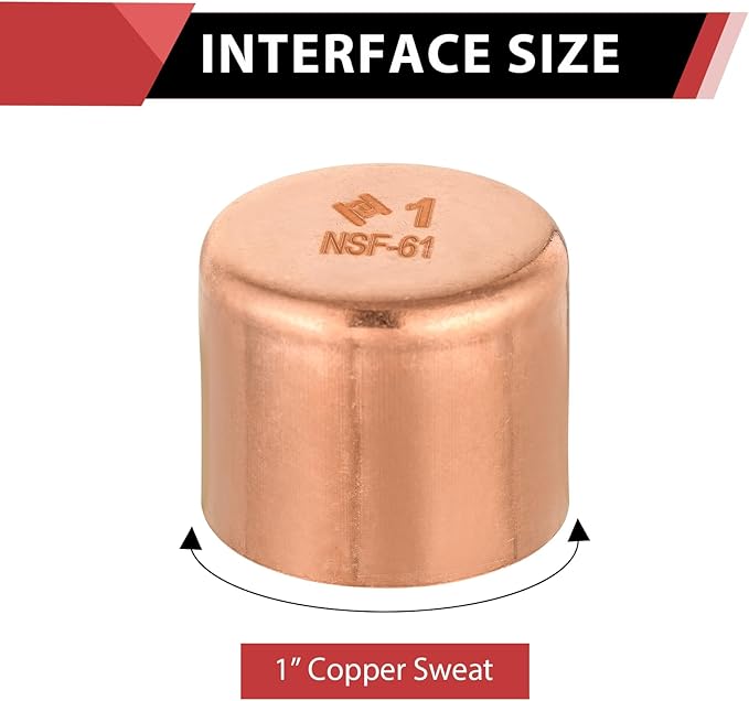 (Pack of 10) EFIELD 1-Inch Solder Copper Pipe End Cap (Plug), LF Copper Plumbing Fittings with Sweat Solder Connection,(COPPER055)