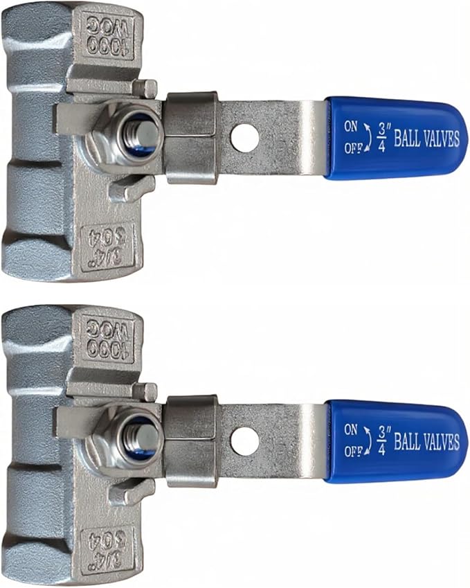 2Pcs 3/4'' Stainless Steel 304 Ball Valves, NPT Female Full Port Ball Valve Heavy Duty Shut Off Valve for Water, Oil, and Gas with Locking Device, NPT Female