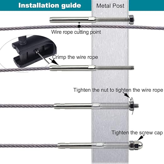 3/16 T316 Stainless Steel Stud Tensioner Cable Railing Hardware 60pcs，for Wood & Metal Posts Cable Railing System Kit