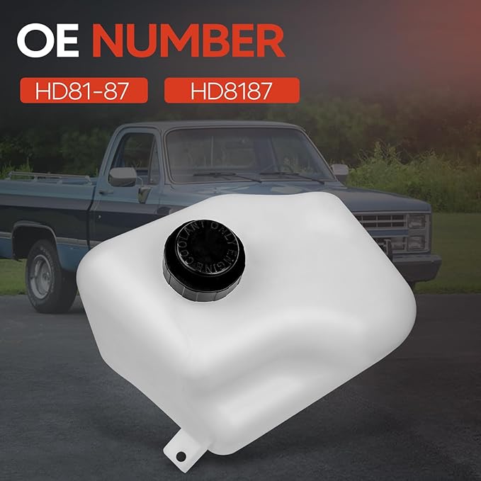 HD8187 Engine Coolant Overflow Recovery Expansion Tank with Cap & Hose Fit for Chevrolet & GMC & GM Vehicles - 1981-1987 CK Series, 1988-1991 RV Pickups, Blazer, Suburban, Full Size Truck