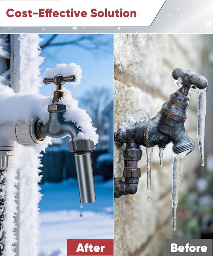Outdoor Faucet Winter Freeze Protection Valve, Activates at Water Temperature Below 35.6°F/ 2°C, 3/4-Inch Thread Frost Proof Faucet Cover for for Garden, Lawn & Yard Spigot, Grey, 2Pack