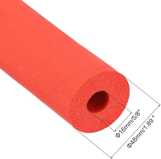 uxcell Foam Tubing for Handle Grip Support, Pipe Insulation Outside Pipe Lagging, 16mm(5/8") ID 48mm OD 1m Red