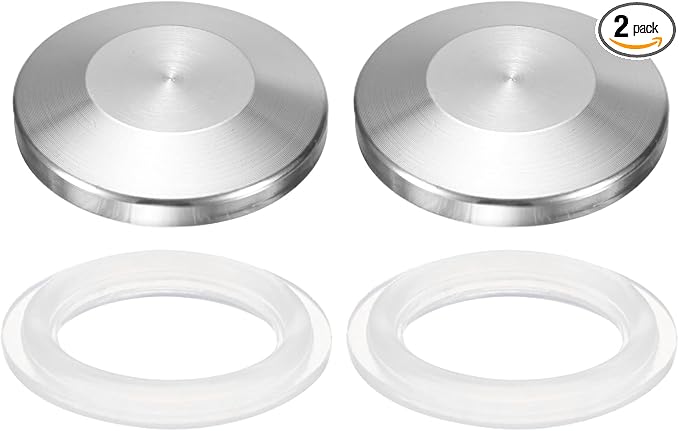 uxcell 2set Stainless Steel Sanitary Fitting Clamp End Cap 1" (25.4mm) Solid Tube End Cap with Silicone Gasket for Food Beverage Cosmetics Factory Pipes
