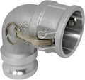 Gloxco Aluminum Type DA Cam and Groove Hose Fitting, 90 Degree Elbow, 2" Female Camlock x 2" Male Camlock (CAM-20-DA90-AL)