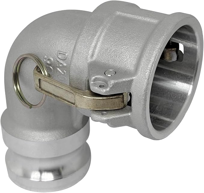 Gloxco Aluminum Type DA Cam and Groove Hose Fitting, 90 Degree Elbow, 2" Female Camlock x 2" Male Camlock (CAM-20-DA90-AL)