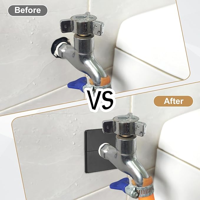 PATIKIL Wall Split Flange 86mm / 3.4" OD, 4 Pcs Square Escutcheon Plate Cover PPR Plumbing Cover Plates with Self-Adhesive Tape for 12mm / 0.5" Dia Water Pipe Faucet, Black