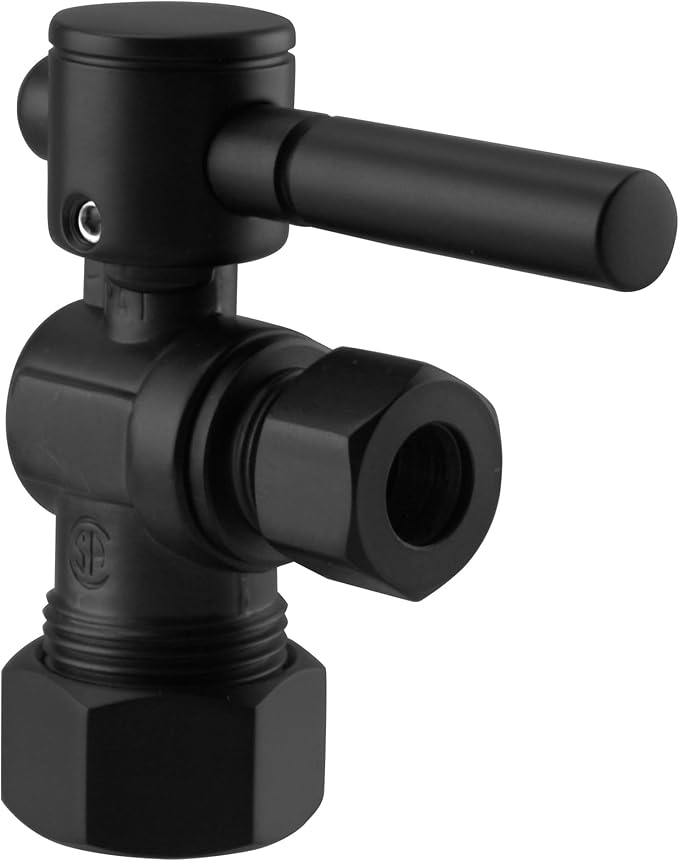 Westbrass R105BL-100-62 1/4-Turn Lever Handle Angle Stop Shut Off Valve, 5/8" OD x 3/8" OD, Matte Black (100-Pack)