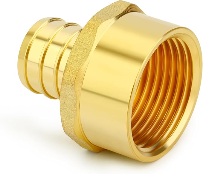 GASHER 6Pcs No Lead Brass 3/4" Pex Female Adapter, 3/4" Female NPT to 3/4" PEX Adapter for Pex Tubing