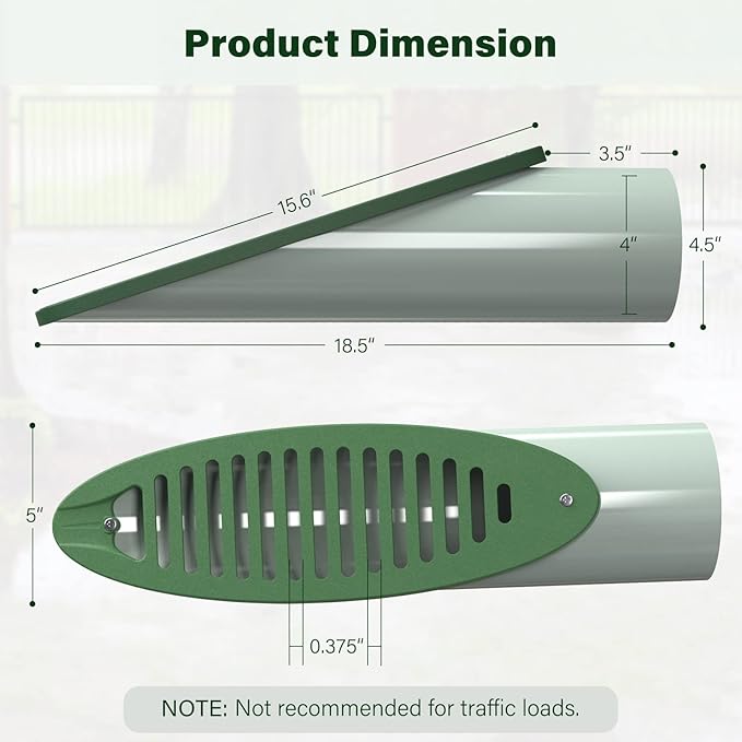 4 in. Green Angled Drainage Grate Yard Drain, Yard Drain Emitter for Sump Pump Discharge & Downspout Extensions, Protect Home Foundation & Reduce Stagnant Water, Compatible with 4-Inch Connections