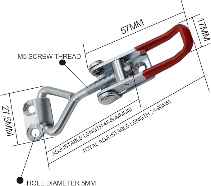 Toggle Latch Clamp 4002 Style,550Lbs Holding Capacity,Toggle Latches,Adjustable Heavy Duty Medium Latch for Smoker lid,ToolBox Cases and More (R4002-6PCS)