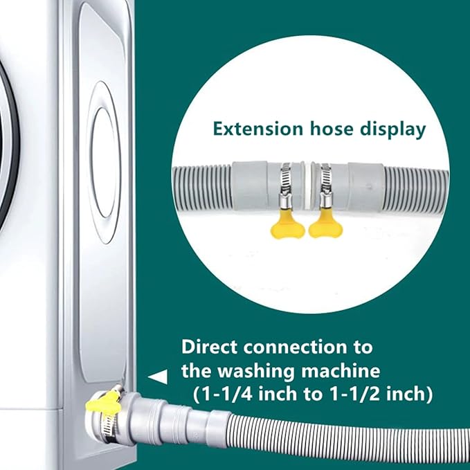 13-Ft Washing Machine Drain Hose Universal, Flexible Dishwasher & Washer Drain Hose Extension with 4 Clamps & 1 U-Bend Holder
