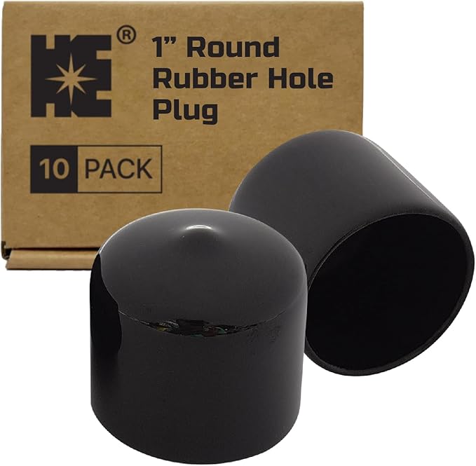 Cosmostar 1" Inch (25.4 mm) Round Rubber Hole Plugs - Durable Black End Caps for Metal Tubing, Fences, Chair & Furniture Legs | Easy Glide Protection & Secure