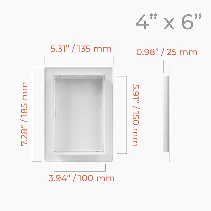 4 x 6 Inch White Square ABS Plastic Plumbing Access Panel - Indoor Wall Access Door for HVAC, Wall, Ceiling, and Drywall with Panel - Opening Box Door Cover - Easy to Instal