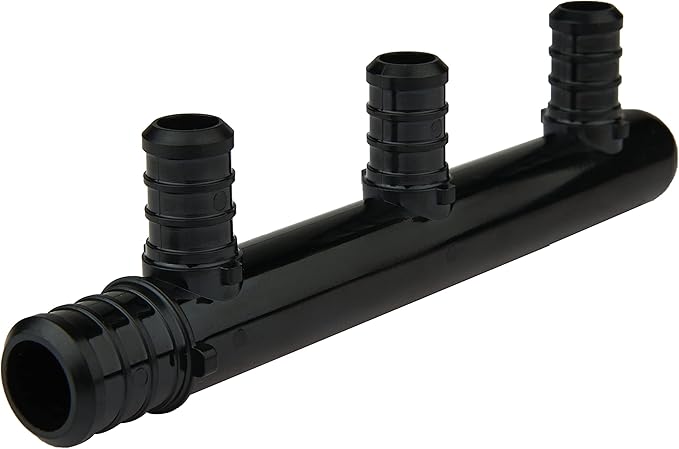 EFIELD Pex Manifold 3 Outlets Poly PPSU Barb Crimp Closed: 3/4 Trunk, 1/2" Port (3 Ports), F2159,(PPSU1807013)