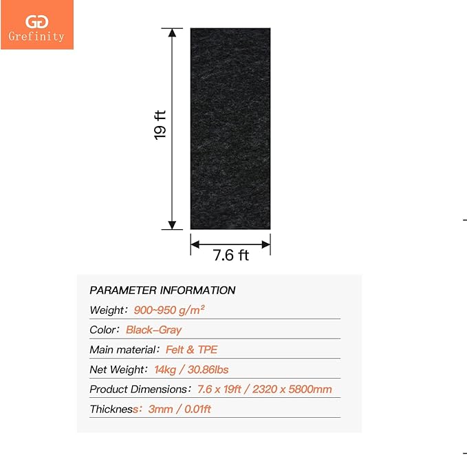 7.6'x 19' Garage Floor Mat & Oil Spill Mat, Heavy Duty Under Car Mat for Garage & Driveway, Protects Against Oil, Chemicals & Stains with TPE Anti-Leak Backing, Reusable & Washable