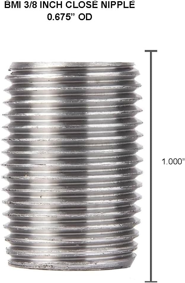 10 Pack BMI 3/8 Inch x Close Galvanized Pipe Close Nipple, 150#, UL/FM