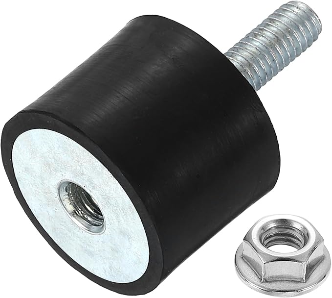 uxcell M6 Rubber Mounts, 1Pcs 25x20mm(DxH) Rubber Cylindrical Anti Vibration Isolator Shock Absorber with Lock Nut for Car Bobbin Generator Air Compressors
