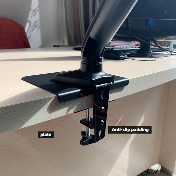 Steel Monitor Mount Reinforcement Plate，Monitor Arm Reinforcement Plate for Fragile Tabletop, Monitor Mount Reinforcement Plate Fits Most Monitor Stand C Clamp Installation (Black-2)