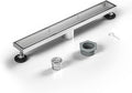 Linear Shower Drain 18", Brushed Floor Drain with Tiled Insert Grate & Hair Strainer, 304 Stainless Steel Bathroom 2-in-1 Tiled in Drain, CUPC Certified (Brushed, 18'')