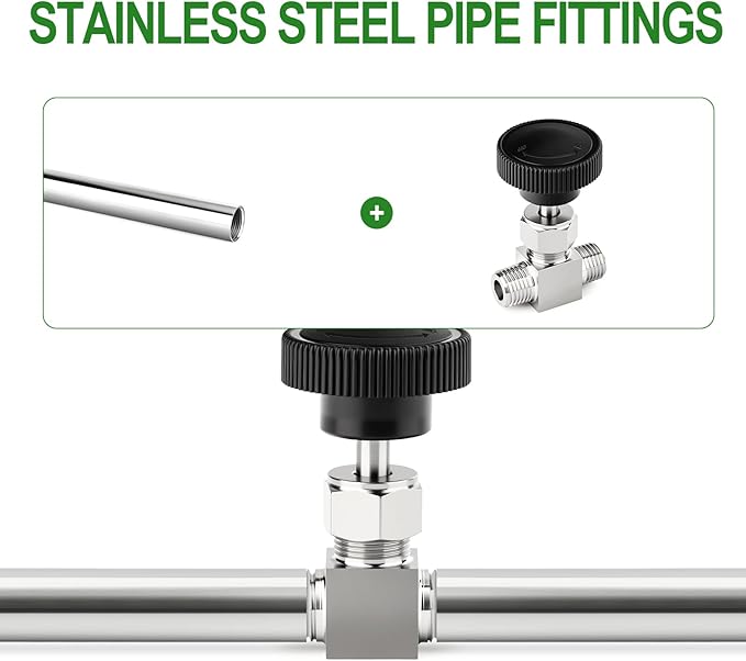 TAISHER 1PCS 304 Stainless Steel Straight Needle Valve 1/4" NPT Male For Flow Control Water Gas Oil