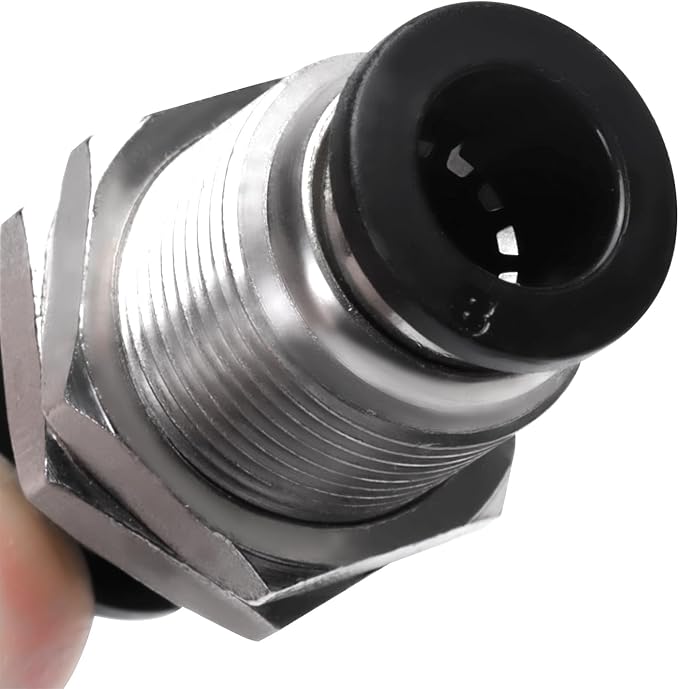 Bulkhead Union Push to Connect Tube Fitting 8mm Tube OD Double Threaded (5 Packs)