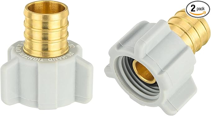 (Pack of 2) EFIELD Pex 3/4" Pex x 1/2" Female NPT Swivel Adapter Barb Crimp Brass Pex Fittings, ASTM F1807 (2),(PEX1807305)