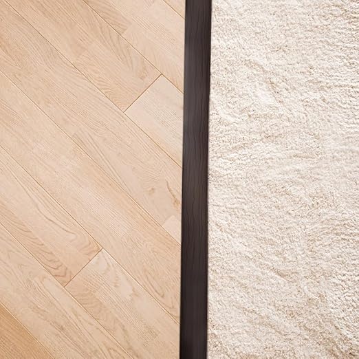 8Ft Floor Transition Strip, 2in Wide Self Adhesive Vinyl Threshold Strip for Joining Floor Gaps Wood Grain Design Tap (2in Wide, Walnut Coffee)