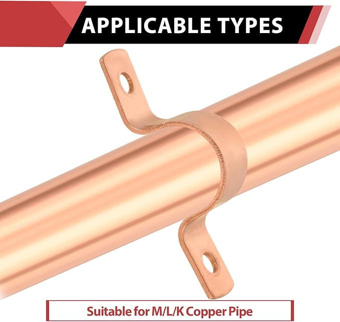 Pro 50-Pack EFIELD 1/2-Inch Copper Pipe Straps, Two-Hole Clamp Mount, (COPPER023)