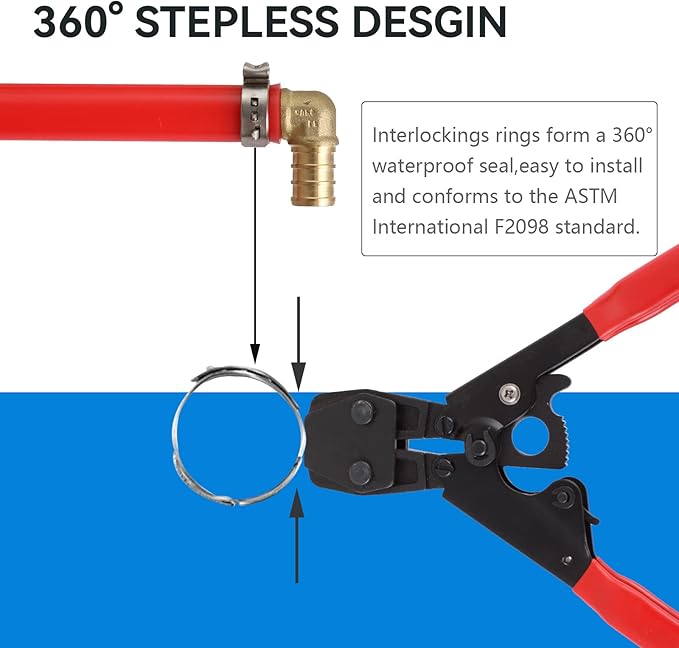 100 Pack 3/4 Inch Pex Cinch Clamp Rings,Premium 304 Stainless Steel PEX Crimp Ring,Pex Fitting Clamps Pinch Ring for PEX Tubing Pipe Fittings Connection